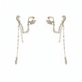 Silver Tone Moon And Star Ear Jewelry With Fine Chain Drops view 5