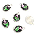 Enamel Tulip Oval Jewelry Components For DIY Earrings And Bracelets Charms view 9