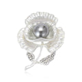 Satin Metal Pansy Brooch With Pearl in Gold or Silver Tone view 2