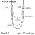 Multi Layer Ball Chain Heart Toggle Necklace Gold Steel Mix view 9