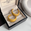 Four Color Chunky Curved C Hoop Statement Stud Earrings view 6