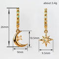 Gold Star Moon Charm Huggie Hoop Earrings Opal Tone Alloy view 5