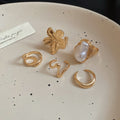 Open Metal Ring Mix Flower Pearl Wave and Solid Styles view 7