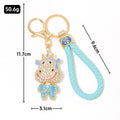 Rhinestone Cow Keychain Gold Metal Charm with Lobster Clasp view 3