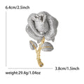 Pavé Crystal Rose Brooch Two Tone Silver Gold Stem view 6