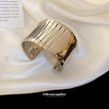 Wide Open Metal Cuff Bangle Diagonal Slat Gold Tone view 4