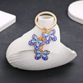 Blue Butterfly Enamel Charm Keychain with Gold Tone Hardware view 6