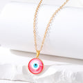 Gold Tone Small Round Resin Evil Eye Pendant Necklaces view 8