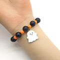 Black Orange Bead Cute Ghost Charm Stretch Bracelet view 3
