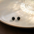 Four Size Classic Black Glossy Round Stud Earrings view 3