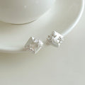 Square Crystal Bow Stud Earrings in Two Colors With Pale Silver-Tone Settings view 7
