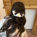 Brown Bow Pleated Satin Spring Hair Clips Two Colors view 1