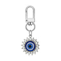 Twelve Piece Silver Tone Rhinestone Evil Eye Clip Keychain Set view 4