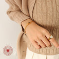 Gold Black Star Spring Clasp Bangle Clear Stone Accents view 3