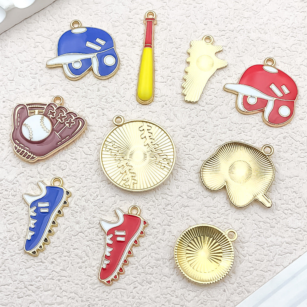 Enamel Zinc Alloy Baseball Tennis Cap Sneaker Charm Pendant for Sports Jewelry DIY