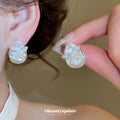 Sculpted Bow and Flower Stud Earrings in Two Metal Tones view 4