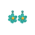 Woven Raffia Look Daisy Statement Earrings in Six Colors view 5