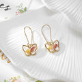 Gold Tone Small Butterfly Pressed Flower Drop Earrings in Seven Designs view 7
