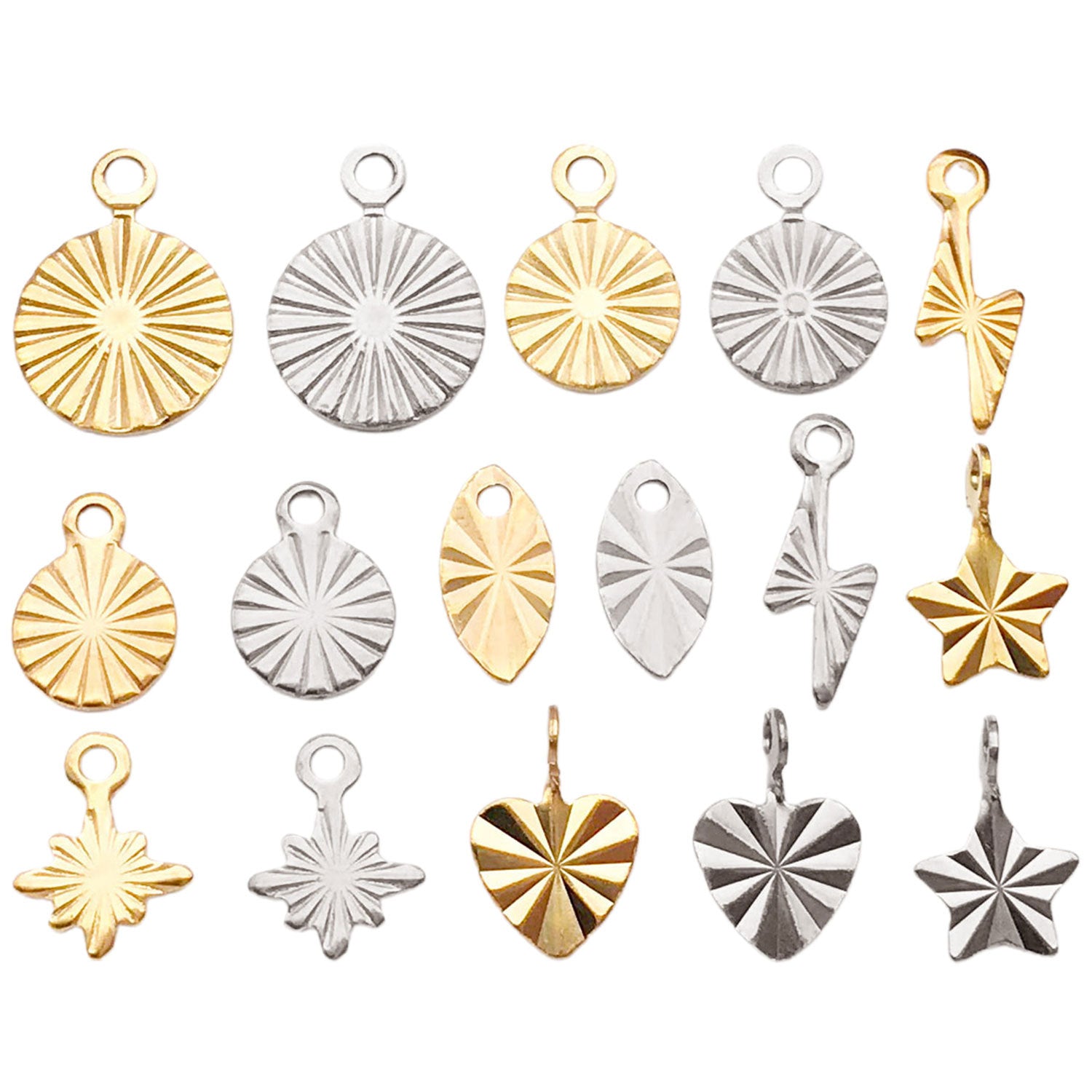 Stainless Steel Gold Pattern Heart-Shaped Five-Point Star Tag Charm Pendant for Jewelry Making