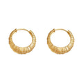 Gold-Tone Textured Ribbed Hoop Earrings 18K Plated Copper view 5
