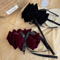 Burgundy Velvet Glitter Bow Banana Twist Hair Clip view 1