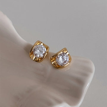 Square Crystal Clip Earrings in Gold and Silver Tones
