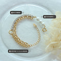 Double Layer Pearl and Zircon Chain Bracelet Gold Steel view 3