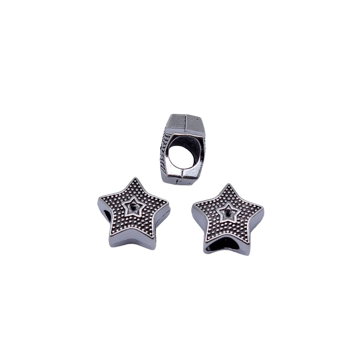 11x11x6.9mm 1.55g Antique Silver Zinc Alloy Star Large Hole Spacer Beads for DIY Bracelet Jewelry Making