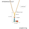 Multicolor Zircon Letter Pendant Necklace On Gold Tone Chain view 10