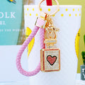 Jeweled Heart Perfume Bottle Keychains with Braided Loops and Loop Only Options view 2