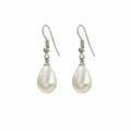 White Pearl Look Teardrop Small Silver Hook Earrings view 5