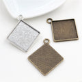 Textured Back Square Cabochon Pendant Trays in Two Metal Finishes view 1
