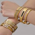 Turquoise and Crystal Geometric Bangle Collection in Thirteen Styles view 1