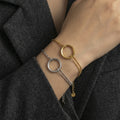 Circle Center Double Chain Bracelets in Gold and Silver Tone view 1