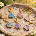 Enamel Butterfly Charm Keychain Gold Clasp Six Colors view 4