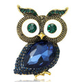 Jeweled Metal Owl Brooch with Red or Blue Faceted Body view 2