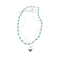 Blue Beaded Layered Necklace Set with Silver Heart Pendant view 5