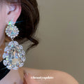Silver-Tone Crystal Teardrop Dangle Stud Earrings Decorative Jewelry Accessory view 4