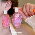 Translucent Sequin Drop Earrings in Pink and Aqua Blue view 3