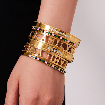 Clasp Bangle Family Letter Zircon Or Color Block Styles