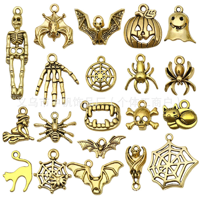 Matte Gold-Tone Halloween Theme Metal Charms with 25 Listed Options