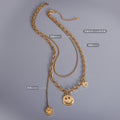 Gold Silver Double Layer Smiley Face Tassel Necklace view 2