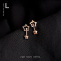 Rose Gold Hollow Star Front Back Jacket Stud Earrings view 1