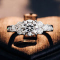 Silver Round CZ Cluster Side Stone Ring Sizes 6-10 view 3