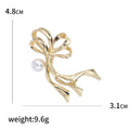 Ribbon Bow Brooch with Crystal Bud Accents for Jackets, Coats, and Scarves view 5
