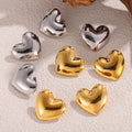 Polished Heart Stud Earrings Two-Tone Gold And Steel view 4