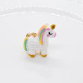 White Resin Unicorn Keychain Rainbow Mane Gold Clasp view 3