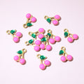 Tiny Double Cherry Charms in Seven Color Combinations view 10