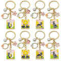 Four Cat Art Card and Floral Metal Keychain Design Set view 1