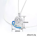 Silver Tone Dolphin Heart Blue Wave Pendant Necklace view 5